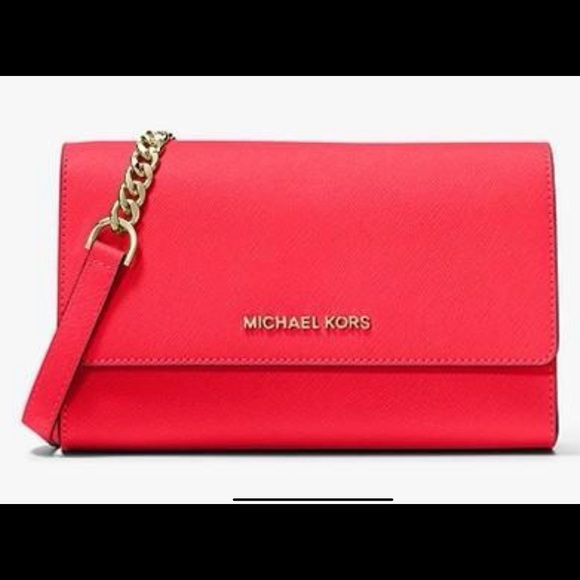 Michael Kors Jet Set Travel Coral Reef 3 in 1 Wrist Clutch Crossbody - Picture 2 of 3